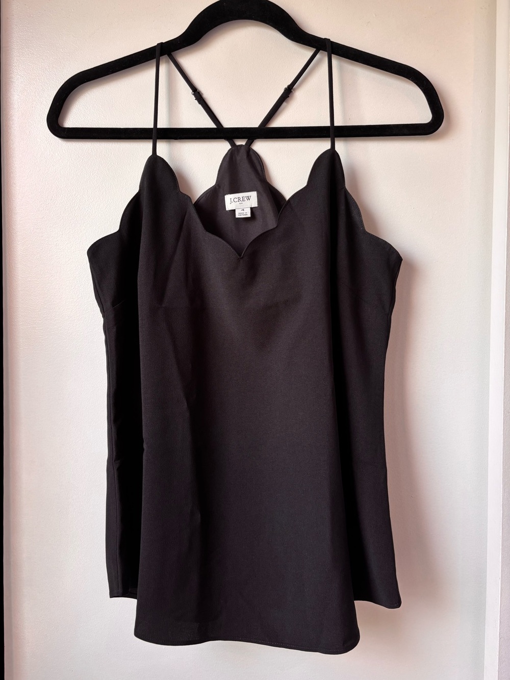 J. Crew Black Scalloped-Edge Cami Tank Size 4